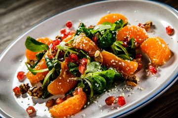 Vegetable salad on wooden background