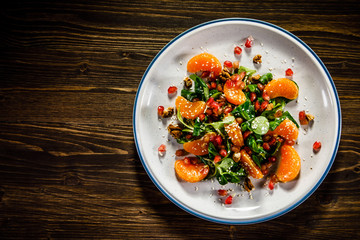 Vegetable salad on wooden background