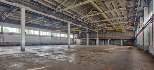 empty old factory shop with .pillars