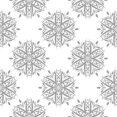 Gray floral seamless pattern on white background