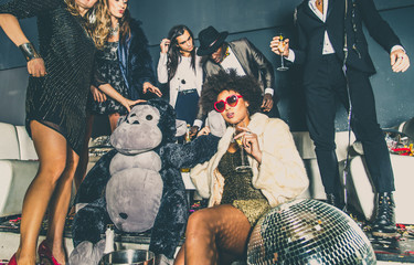 Friends having party in a nightclub