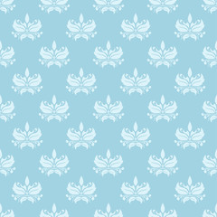 White and blue floral ornament. Seamless pattern