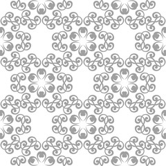 Gray floral seamless pattern on white background
