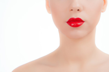 Obraz na płótnie Canvas Young girl with red lips
