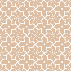 White floral pattern on beige seamless background
