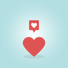 Fototapeta premium Concept of love in social media. Flat design, vector illustration