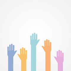 Hands up. Flat design, vector illustration