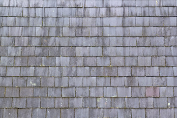 Old weathered slate roof tiles full frame