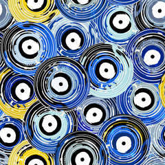 seamless vinyl records background pattern, vector illustration