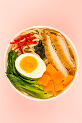 Japanese Style Panko  Chicken And Noodle Broth or Soup With Sweet Potatoes