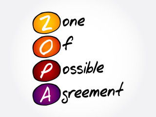 ZOPA - Zone Of Possible Agreement acronym, business concept background