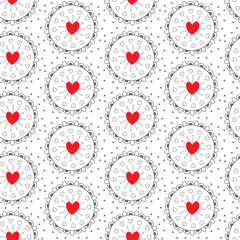 LOVE HAND DRAW SEAMLESS VECTOR PATTERN. SYMBOL HEART DIVERSE TEXTURE. TRENDY  GRUNGE DESIGN VALENTINES DAY BACKGROUND