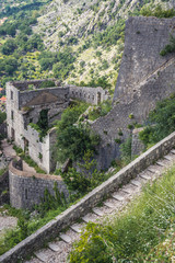 Fototapeta premium Remains of ancient town near St John Fortess in Kotor town, Montenegro
