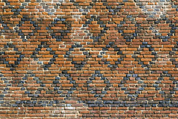 Old patterned red brick wall full frame texture background