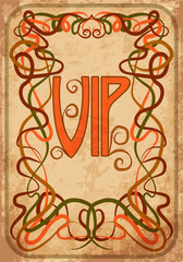 VIP card in art nouveau style, vector illustration