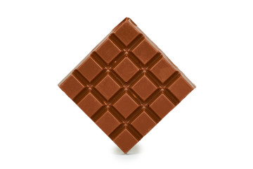 Homemade chocolate bar with whole nuts. Isolated on white background