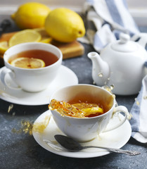 Cup of tea with lemon