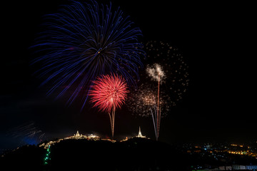 Firework in Pranakornkiri Annual Festival at Phetchaburi, Thailand