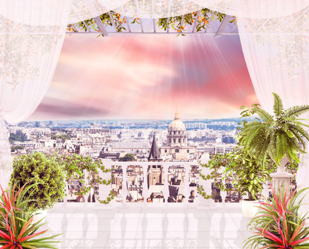 Digital fresco, view from old balcony