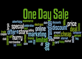 One Day sale word cloud concept 3