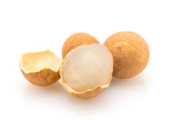 Fresh longan fruits isolated on white background
