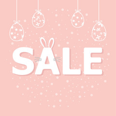 Happy Easter Sale on pink pastel backround