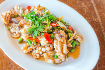 squid fried shrimp paste the delicious Thai seafood.