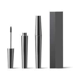 Cosmetics. Makeup. Mascara brush. Realistic object of cosmetics. Vector illustration design.
