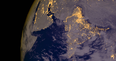 India lights during night as it looks like from space. Elements of this image are furnished by NASA