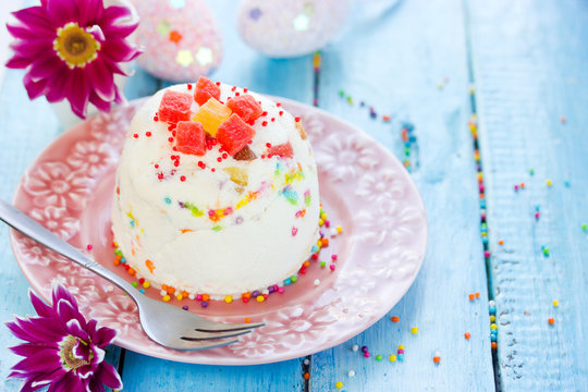 Easter quark dessert with candied fruit