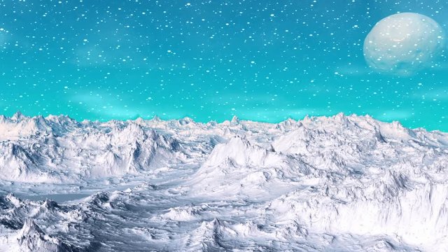 Alien Planet. Mountain. Animation. Panorama. 4K