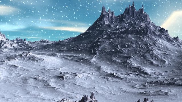 Alien Planet. Mountain. Animation. Panorama. 4K