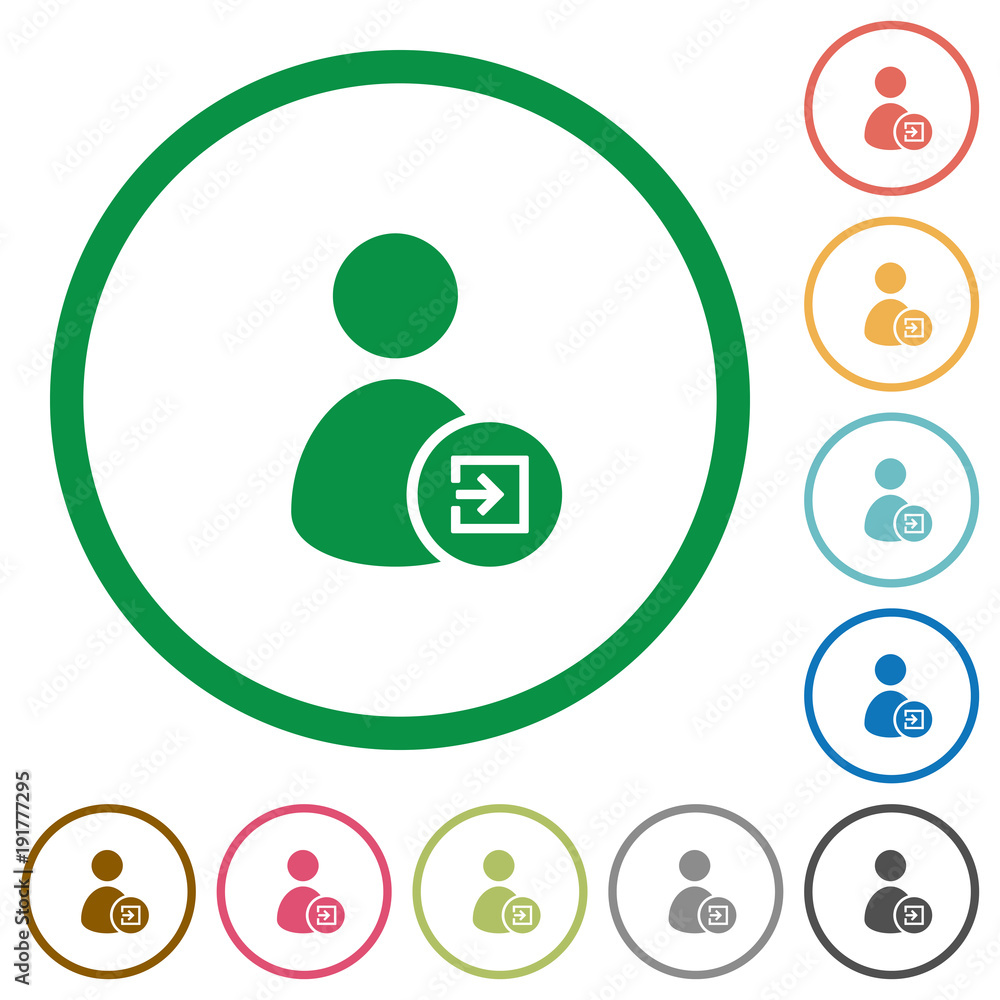 Poster import user data flat icons with outlines