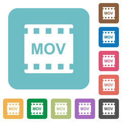 MOV movie format rounded square flat icons