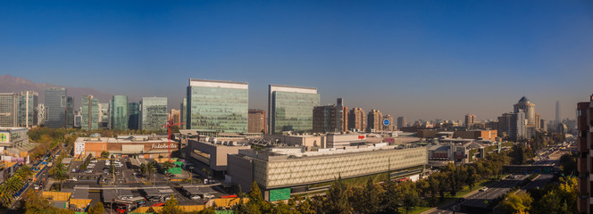 Obraz na płótnie Canvas Panoramic of Santiago de Chile in las Condes, view of Parque Arauco luxury mall