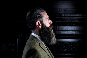 Smart man with a beard and moustache wearing a suit