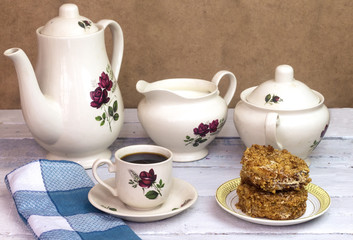 Fototapeta premium take arabic coffee with cream homemade cake