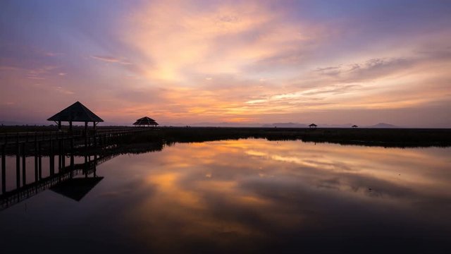 Dusk time lapse at a lake at Sam Roi Yod National Park, Prachuap Khiri Khan, Thailand