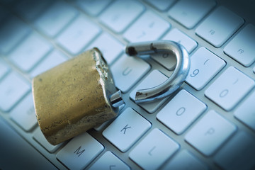 computer security concept with broken lock