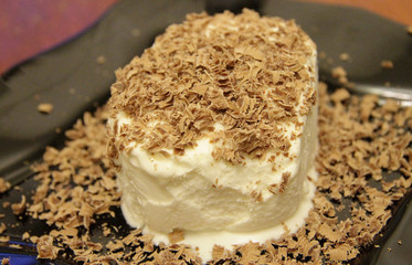Chocolate Ice Cream And Hardered Chocolate Over