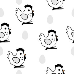 Hens with eggs pattern seamless
