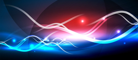 Bright neon lines wave