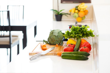 Different types of vegetables for salad