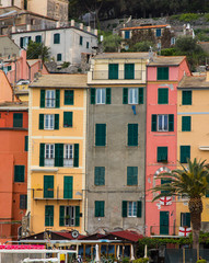 Fototapeta premium Colourful buildings in a port town along the Mediterranean 