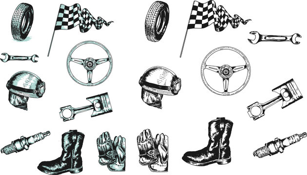 Equipment of auto-motorcycle racer vector