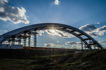 Bridge over the Danube River in construction 