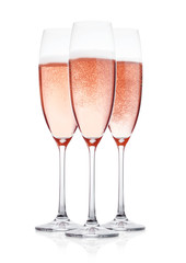 Elegant Rose pink champagne glasses with bubbles