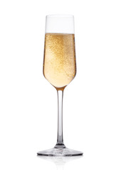 Elegant glass of yellow champagne with bubbles