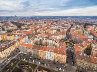Zelfklevend Fotobehang View from above from Prague, Zizkov district. © KajzrPhotography.com