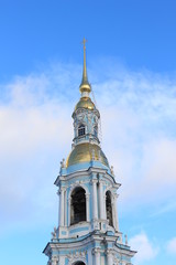 Fototapeta na wymiar Russia, Saint-Petersburg, the bell tower of the St. Nicholas Epiphany Cathedral